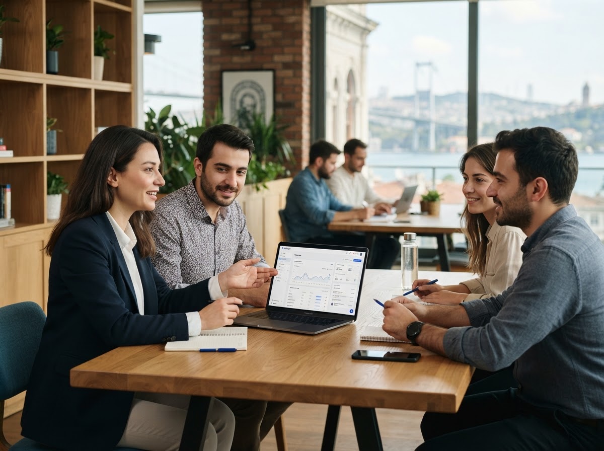 Varlaşım platformunun veri analizi panelini kullanan ekip görseli